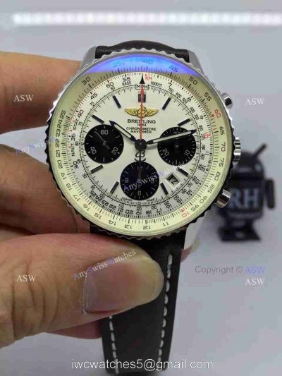 Swiss Fake Breitling 1884 Chronometre Navitimer Watch SS Case White Dial 1