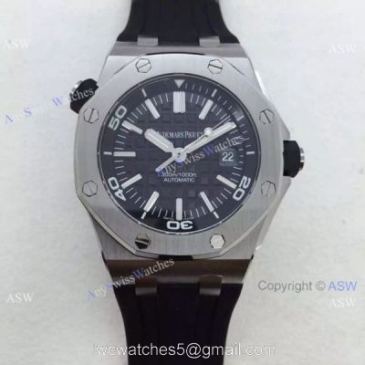 Swiss AAA Replica Audemars Piguet Royal Oak Diver 15710 Black Rubber Strap 1