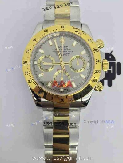 Swiss AAA Replica Rolex Daytona Valjoux 7750 Watch 2-Tone Gray Dial 1