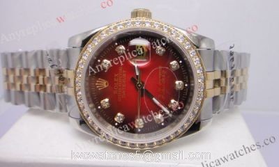 Replica Red Face Rolex Datejust Watch / 2-Tone Diamond Bezel 1