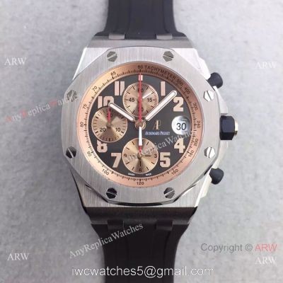 Swiss 3126 Audemars Piguet Replica Watch SS Rose Gold Inner Rubber Strap 1