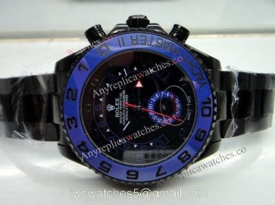 All Black Rolex Yachtmaster II Black Dial Blue Ceramic 44mm Replica watch 1