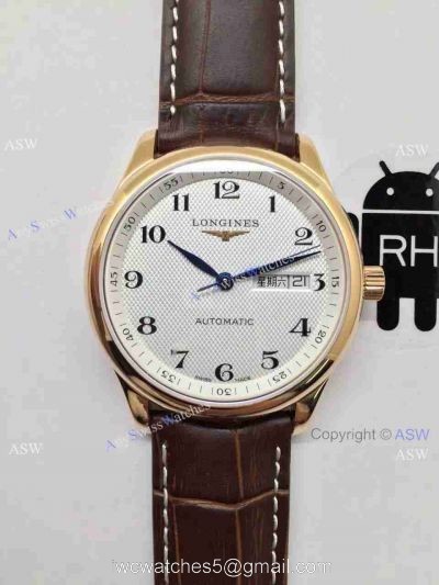 Copy Swiss Longines Watch Yellow Gold Brown Leather 1
