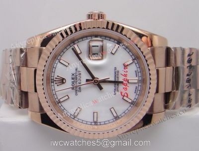 Rolex Datejust Replica Watch Rose Gold Presidential White MOP Dial 1