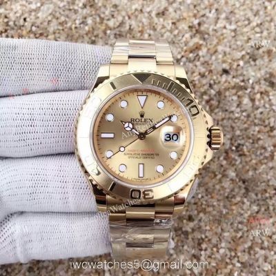 SWISS 3135 Rolex Yacht-Master All Gold Replica Watch New Movement 1