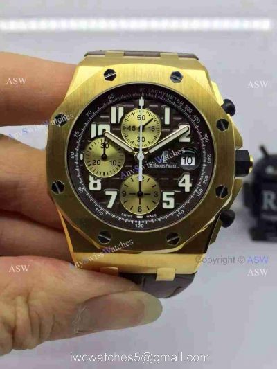 Fake Audemars Piguet Watch Black Face Yellow Gold Swiss Grade Mens 1