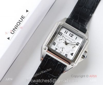 Swiss Grade Replica Cartier Santos 9100 Black Leather Watch 1