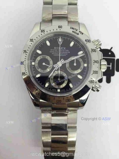Replica Swiss Rolex Valjoux 7750 Daytona Watch Stainless steel Black Dial 1