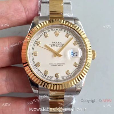 AAA Grade Rolex Datejust II 2-Tone White Diamond Replica Watches 1