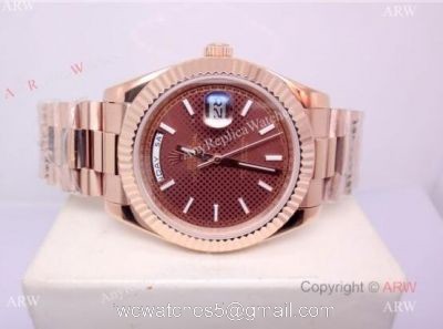 Rolex Day Date President Replica 40mm Watch All Rose Gold Chocolate Dial 1