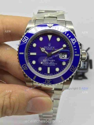 Swiss Fake Rolex Submariner Blue Dial Blue Ceramic Bezel Watch 1