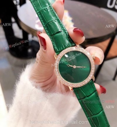 Cartier Rose Gold Green Dial 33mm Watch Swiss Quality Cartier Watch Lady 1