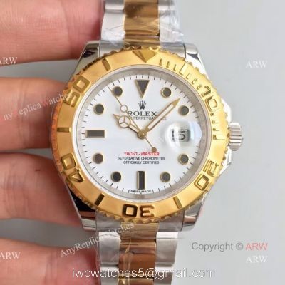 Swiss Copy Rolex Yacht-master 2836 Watch 2-Tone White Face 1