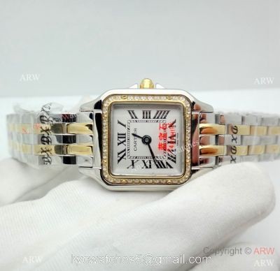 Copy Cartier Panthere Two Tone Diamond Bezel Watch 22mm Ladies 1