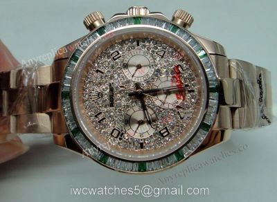 Rolex Daytona Rose Gold Watch Fake Rolex with Diamond Bezel 40mm Watch 1