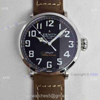 Swiss Knockoff Zenith Pilot Watch Brown Leather 1