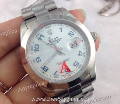 Rolex Datejust II 41mm SS Watch Silver Blue Arabic Swiss Replica 1