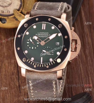 Newest Copy Panerai Luminor Submersible Power Reserve Watch Green Face 1