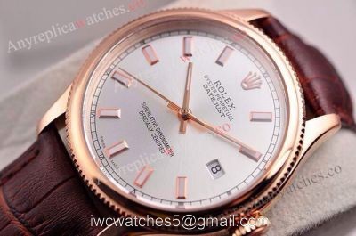 NEW Style Copy Rolex Datejust Watch Brown Leather Band 39mm 1