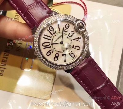 Womens Fake Cartier Watch Ballon Bleu Diamond Bezel 36mm 1