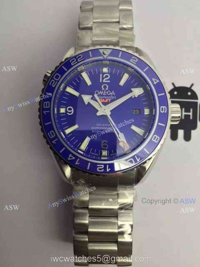 Replica Swiss OMEGA Seamaster Planet Ocean 600M Co-Axial GMT Watch Blue Dial 1