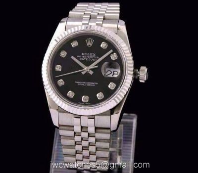 ROLEX DATEJUST SWISS ETA3135 WATCH BLACK DIAL DIAMOND MARKER 1