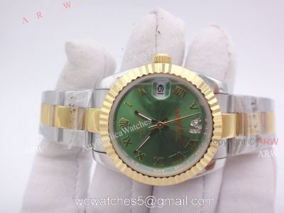 BLACK FRIDAY SALE Rolex Datejust 31mm Watch Diamond VI 2 Tone Olive Green Face Rolex 1