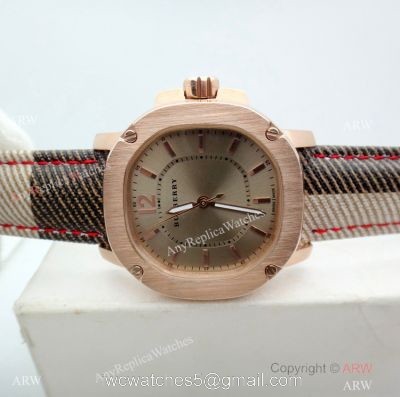 New Style Copy Burberry Lady watch Rose Gold Gray Face 1