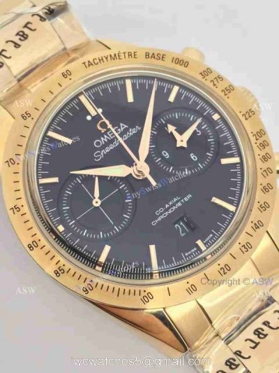 (OM)Copy Swiss Omega Speedmaster Chronograph 9301 Watch All Gold Black 1
