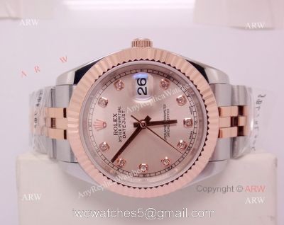 Copy Rolex Datejust 41mm 2-Tone Rose Gold Diamond Men Watch 41mm 1