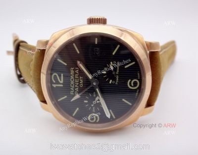 Copy Radiomir Panerai GMT Power Reserve Watch Rose Gold Case 1