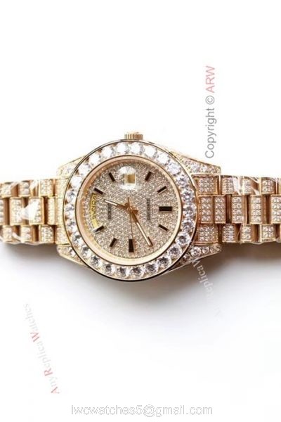 Swiss Replica Rolex Presidential Diamond DayDate Iced Out Watch 39mm 1