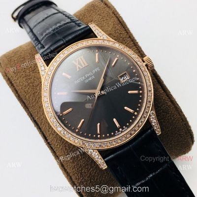 Swiss Grade 1 Patek Philippe Calatrava V2 Cal.9015 Watch Rose Gold Diamond 38mm 1