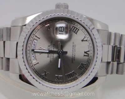 Rolex Day-Date Polished Stainless Steel Silver Dial Mens Replica Watches 1