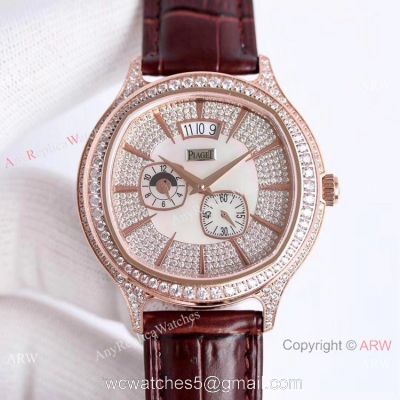 Swiss Copy Piaget Emperador Coussin Dual Time Zone Watch Rose Gold Diamond 1