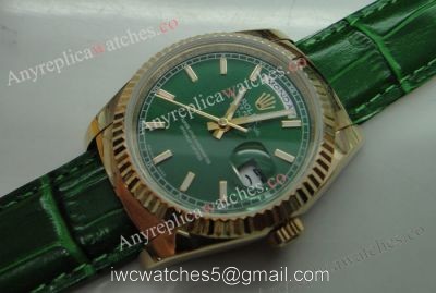 Rose Gold Green Face Rolex Replica Day Date Watch 36mm 1