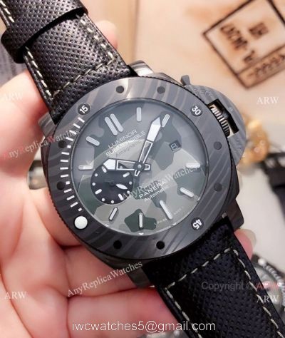 New Replica Panerai Luminor Submersible Men watches Carbotech Case Camouflage Face 1