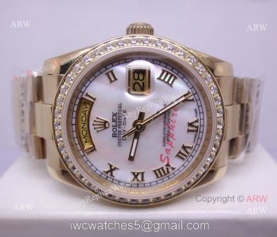 Rolex Presidential Diamond Bezel Replica Watch Day-Date MOP Dial 1