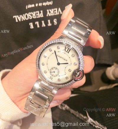 2019 Copy Cartier Ballon Bleu Watch SS White Mother of Pearl Dial 36mm 1