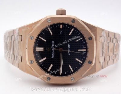 Replica Audemars Piguet Watches For Sale Royal Oak Rose Gold Black Dial Watch 1
