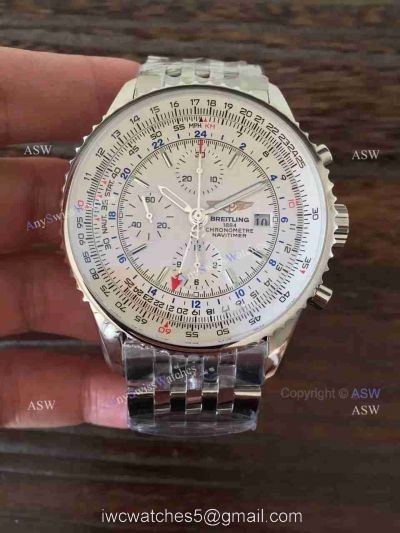 Swiss Copy Breitling Navitimer World Watch Stainless Steel White Chronograph 1
