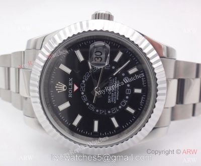 Rolex Sky Dweller Stainless Steel Black watch Working Time Zone 1