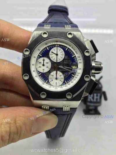 Replica Swiss 7750 Movement Audemars Piguet Ruben Barrichello Blue Leather Watch 1