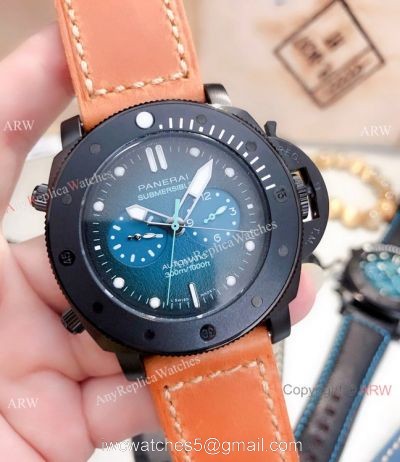 Replica Panerai PAM 983 Luminor Submersible Chrono Guillaume Nery Edition Watch Blue Dial 1