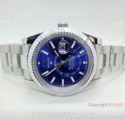 High Quality Replica Rolex Sky-Dweller Blue Face Sapphire glass 40mm Watch 1