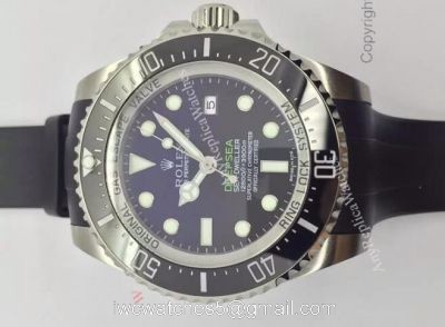 NEW UPGRADED Rolex Deepsea 44mm Replica Watch SS D-Blue Rubber Strap 1