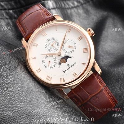 Swiss Replica Blancpain Villeret Perpetual Calendar Rose Gold Mens Watch ETA6654 1
