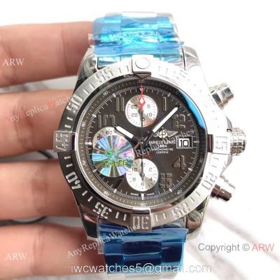 (GF)Swiss Copy Breitling Super Avenger II 7750 Stainless Steel Gray Face Watch 43mm 1