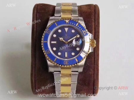 Best 1:1 Replica Rolex VR Factory Submariner Real 18K 2-Tone Yellow Gold Blue Face Real Watch 40 mm 1