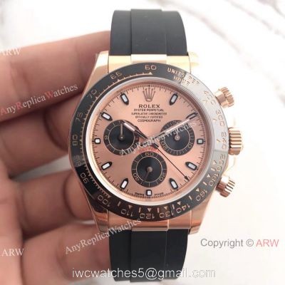 Swiss Grade Rolex Daytona Rose Gold Black Rubber Watch AR Factory 1